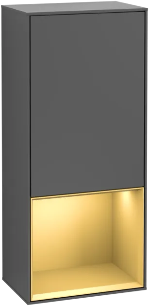 Bild von VILLEROY BOCH Finion Seitenschrank, mit Beleuchtung, 1 Tür, 418 x 936 x 270 mm, Anthracite Matt Lacquer / Gold Matt Lacquer #F550HFGK