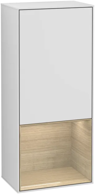 Bild von VILLEROY BOCH Finion Seitenschrank, mit Beleuchtung, 1 Tür, 418 x 936 x 270 mm, White Matt Lacquer / Oak Veneer #F550PCMT