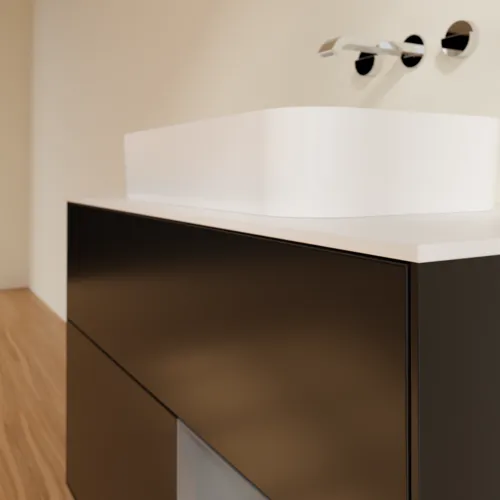 Bild von VILLEROY BOCH Finion Waschbeckenunterschrank, mit Beleuchtung, 2 Auszüge, 1000 x 603 x 501 mm, Black Matt Lacquer / Anthracite Matt Lacquer / Glass White Matt #F661GKPD