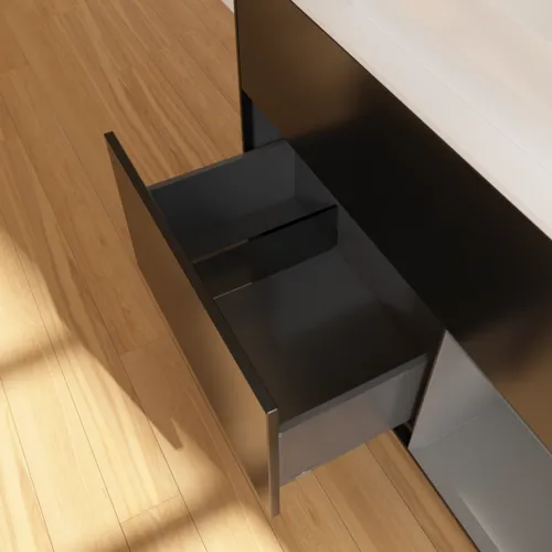 Bild von VILLEROY BOCH Finion Waschbeckenunterschrank, mit Beleuchtung, 2 Auszüge, 1000 x 603 x 501 mm, Black Matt Lacquer / Anthracite Matt Lacquer / Glass White Matt #F661GKPD