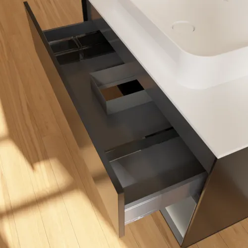 Bild von VILLEROY BOCH Finion Waschbeckenunterschrank, mit Beleuchtung, 2 Auszüge, 1000 x 603 x 501 mm, Black Matt Lacquer / Anthracite Matt Lacquer / Glass White Matt #F661GKPD