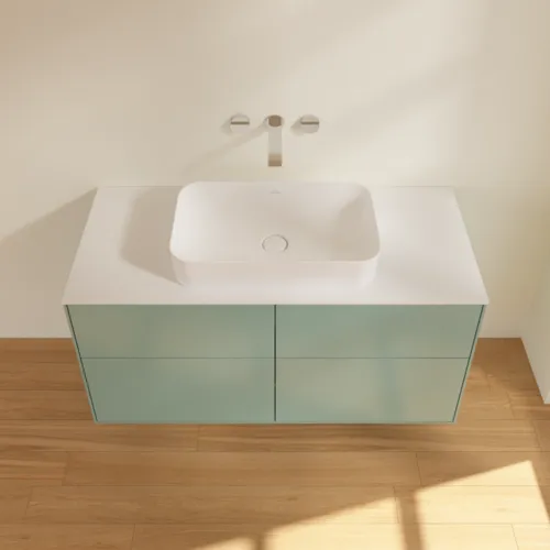 VILLEROY BOCH Finion Waschbeckenunterschrank, 4 Auszüge, 1200 x 603 x 501 mm, Olive Matt Lacquer / Glass White Matt #F67100GM, Bild 2