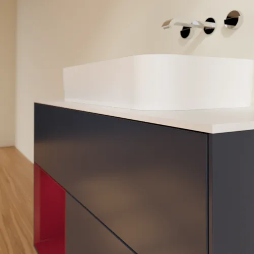 VILLEROY BOCH Finion Waschbeckenunterschrank, mit Beleuchtung, 2 Auszüge, 1000 x 603 x 501 mm, Midnight Blue Matt Lacquer / Peony Matt Lacquer / Glass White Matt #F651HBHG, Bild 6