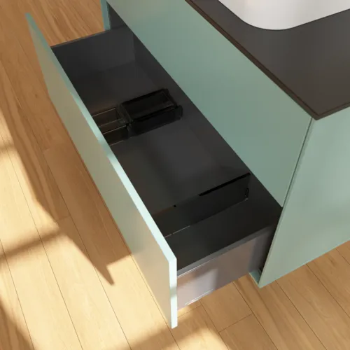 VILLEROY BOCH Finion Waschbeckenunterschrank, 2 Auszüge, 1000 x 603 x 501 mm, Olive Matt Lacquer / Glass Black Matt #F64200GM, Bild 6