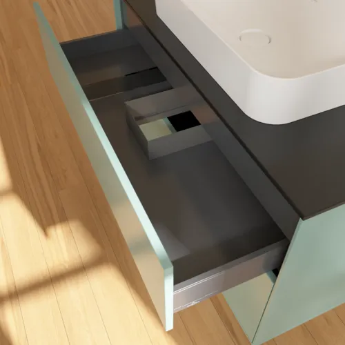 VILLEROY BOCH Finion Waschbeckenunterschrank, 2 Auszüge, 1000 x 603 x 501 mm, Olive Matt Lacquer / Glass Black Matt #F64200GM, Bild 7