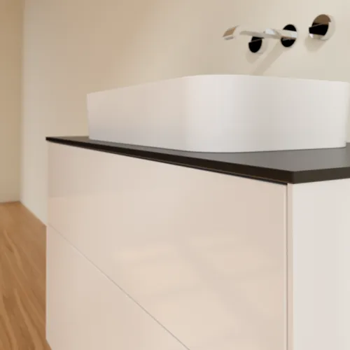 Bild von VILLEROY BOCH Finion Waschbeckenunterschrank, 2 Auszüge, 1000 x 603 x 501 mm, Glossy White Lacquer / Glass Black Matt #F64200GF