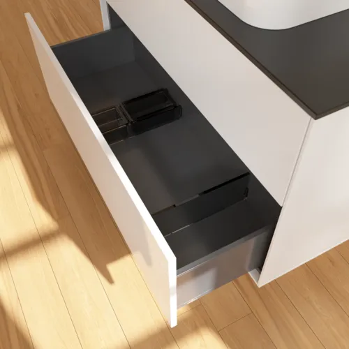 Bild von VILLEROY BOCH Finion Waschbeckenunterschrank, 2 Auszüge, 1000 x 603 x 501 mm, Glossy White Lacquer / Glass Black Matt #F64200GF