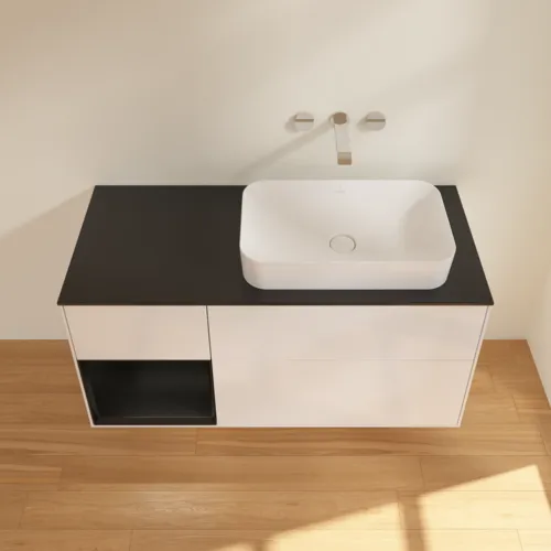 VILLEROY BOCH Finion Waschbeckenunterschrank, mit Beleuchtung, 3 Auszüge, 1200 x 603 x 501 mm, Glossy White Lacquer / Black Matt Lacquer / Glass Black Matt #F682PDGF, Bild 2