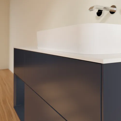 VILLEROY BOCH Finion Waschbeckenunterschrank, mit Beleuchtung, 3 Auszüge, 1200 x 603 x 501 mm, Midnight Blue Matt Lacquer / Midnight Blue Matt Lacquer / Glass White Matt #F681HGHG, Bild 4