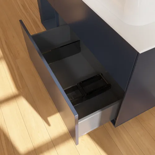 VILLEROY BOCH Finion Waschbeckenunterschrank, mit Beleuchtung, 3 Auszüge, 1200 x 603 x 501 mm, Midnight Blue Matt Lacquer / Midnight Blue Matt Lacquer / Glass White Matt #F681HGHG, Bild 5