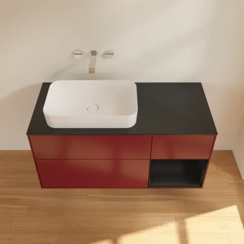 VILLEROY BOCH Finion Waschbeckenunterschrank, mit Beleuchtung, 3 Auszüge, 1200 x 603 x 501 mm, Peony Matt Lacquer / Black Matt Lacquer / Glass Black Matt #F692PDHB, Bild 3