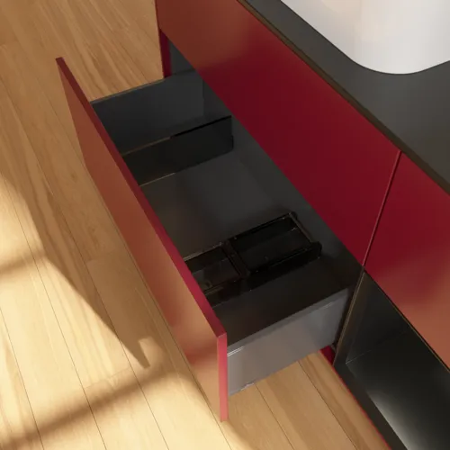 VILLEROY BOCH Finion Waschbeckenunterschrank, mit Beleuchtung, 3 Auszüge, 1200 x 603 x 501 mm, Peony Matt Lacquer / Black Matt Lacquer / Glass Black Matt #F692PDHB, Bild 5