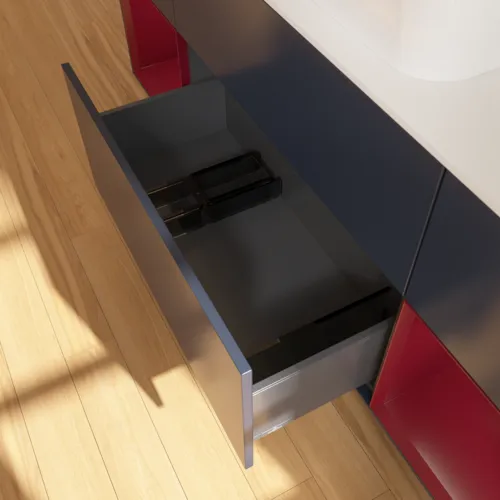 VILLEROY BOCH Finion Waschbeckenunterschrank, mit Beleuchtung, 4 Auszüge, 1600 x 603 x 501 mm, Midnight Blue Matt Lacquer / Peony Matt Lacquer / Glass White Matt #F741HBHG, Bild 7