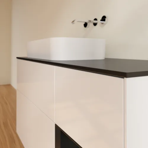 VILLEROY BOCH Finion Waschbeckenunterschrank, mit Beleuchtung, 3 Auszüge, 1200 x 603 x 501 mm, Glossy White Lacquer / Black Matt Lacquer / Glass Black Matt #F692PDGF, Bild 3