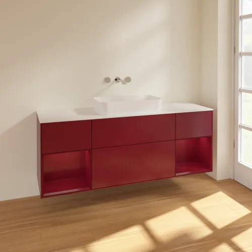 VILLEROY BOCH Finion Waschbeckenunterschrank, mit Beleuchtung, 4 Auszüge, 1600 x 603 x 501 mm, Peony Matt Lacquer / Peony Matt Lacquer / Glass White Matt #F741HBHB, Bild 2