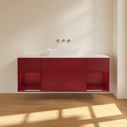 VILLEROY BOCH Finion Waschbeckenunterschrank, mit Beleuchtung, 4 Auszüge, 1600 x 603 x 501 mm, Peony Matt Lacquer / Peony Matt Lacquer / Glass White Matt #F741HBHB, Bild 3
