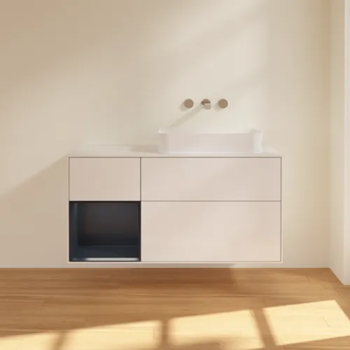 VILLEROY BOCH Finion Waschbeckenunterschrank, mit Beleuchtung, 3 Auszüge, 1200 x 603 x 501 mm, Glossy White Lacquer / Midnight Blue Matt Lacquer / Glass White Matt #F681HGGF, Bild 2