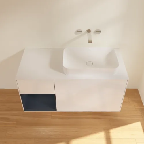 VILLEROY BOCH Finion Waschbeckenunterschrank, mit Beleuchtung, 3 Auszüge, 1200 x 603 x 501 mm, Glossy White Lacquer / Midnight Blue Matt Lacquer / Glass White Matt #F681HGGF, Bild 3
