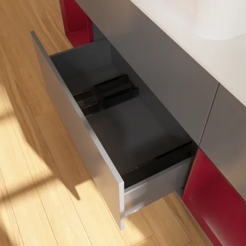VILLEROY BOCH Finion Waschbeckenunterschrank, mit Beleuchtung, 4 Auszüge, 1600 x 603 x 501 mm, Anthracite Matt Lacquer / Peony Matt Lacquer / Glass White Matt #F741HBGK, Bild 7