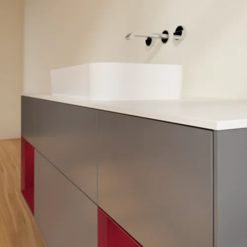 VILLEROY BOCH Finion Waschbeckenunterschrank, mit Beleuchtung, 4 Auszüge, 1600 x 603 x 501 mm, Anthracite Matt Lacquer / Peony Matt Lacquer / Glass White Matt #F741HBGK, Bild 6