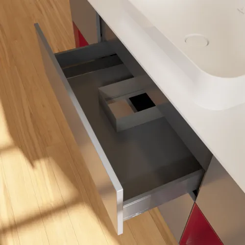 VILLEROY BOCH Finion Waschbeckenunterschrank, mit Beleuchtung, 4 Auszüge, 1600 x 603 x 501 mm, Anthracite Matt Lacquer / Peony Matt Lacquer / Glass White Matt #F741HBGK, Bild 8