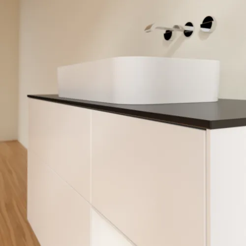 VILLEROY BOCH Finion Waschbeckenunterschrank, mit Beleuchtung, 3 Auszüge, 1200 x 603 x 501 mm, White Matt Lacquer / Glossy White Lacquer / Glass Black Matt #F712GFMT, Bild 4