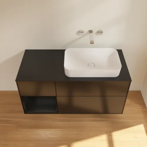 VILLEROY BOCH Finion Waschbeckenunterschrank, mit Beleuchtung, 3 Auszüge, 1200 x 603 x 501 mm, Black Matt Lacquer / Black Matt Lacquer / Glass Black Matt #F682PDPD, Bild 3