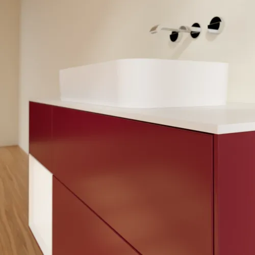 Bild von VILLEROY BOCH Finion Waschbeckenunterschrank, mit Beleuchtung, 3 Auszüge, 1200 x 603 x 501 mm, Peony Matt Lacquer / White Matt Lacquer / Glass White Matt #F701MTHB