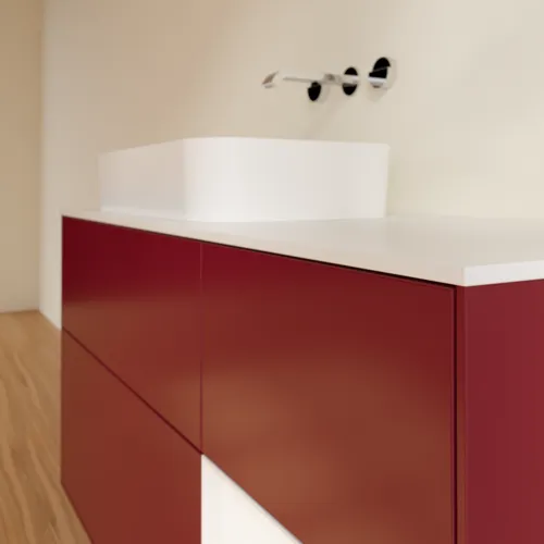 Obrázek VILLEROY BOCH Toaletní skříňka Finion, s osvětlením, 3 výsuvy, 1200 x 603 x 501 mm, Peony Matt Lacquer / White Matt Lacquer / Glass White Matt #F691MTHB
