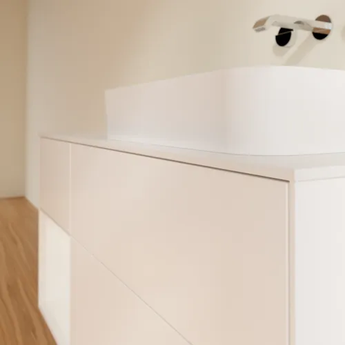 VILLEROY BOCH Finion Waschbeckenunterschrank, mit Beleuchtung, 3 Auszüge, 1200 x 603 x 501 mm, White Matt Lacquer / Glossy White Lacquer / Glass White Matt #F681GFMT, Bild 2
