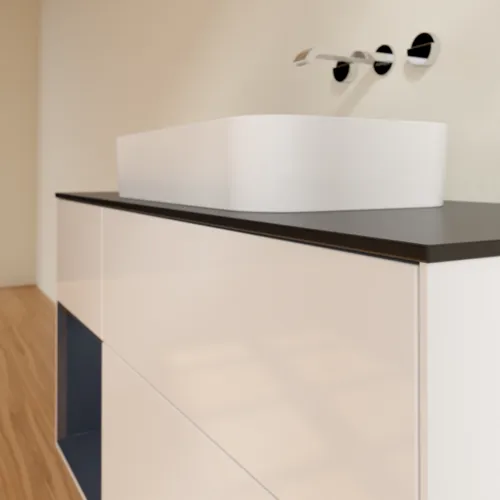 VILLEROY BOCH Finion Waschbeckenunterschrank, mit Beleuchtung, 3 Auszüge, 1200 x 603 x 501 mm, Glossy White Lacquer / Midnight Blue Matt Lacquer / Glass Black Matt #F702HGGF, Bild 3