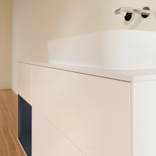 VILLEROY BOCH Finion Waschbeckenunterschrank, mit Beleuchtung, 3 Auszüge, 1200 x 603 x 501 mm, White Matt Lacquer / Midnight Blue Matt Lacquer / Glass White Matt #F681HGMT, Bild 3