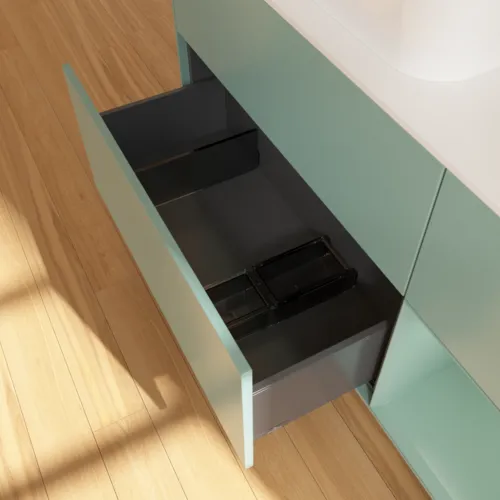 VILLEROY BOCH Finion Waschbeckenunterschrank, mit Beleuchtung, 3 Auszüge, 1200 x 603 x 501 mm, Olive Matt Lacquer / Olive Matt Lacquer / Glass White Matt #F691GMGM, Bild 4