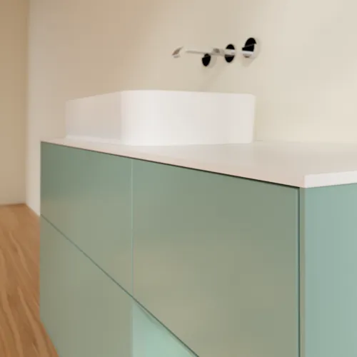 VILLEROY BOCH Finion Waschbeckenunterschrank, mit Beleuchtung, 3 Auszüge, 1200 x 603 x 501 mm, Olive Matt Lacquer / Olive Matt Lacquer / Glass White Matt #F691GMGM, Bild 3
