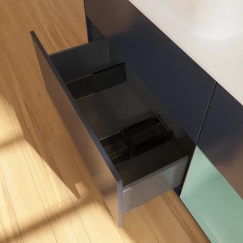 Bild von VILLEROY BOCH Finion Waschbeckenunterschrank, mit Beleuchtung, 3 Auszüge, 1200 x 603 x 501 mm, Midnight Blue Matt Lacquer / Olive Matt Lacquer / Glass White Matt #F691GMHG