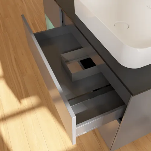 Bild von VILLEROY BOCH Finion Waschbeckenunterschrank, mit Beleuchtung, 3 Auszüge, 1200 x 603 x 501 mm, Anthracite Matt Lacquer / Olive Matt Lacquer / Glass Black Matt #F682GMGK
