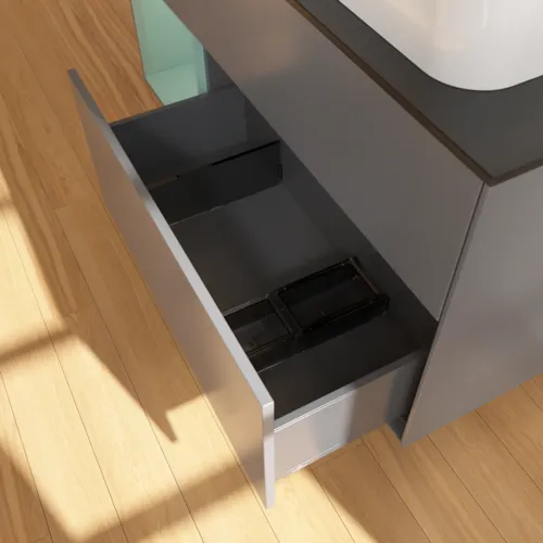 Bild von VILLEROY BOCH Finion Waschbeckenunterschrank, mit Beleuchtung, 3 Auszüge, 1200 x 603 x 501 mm, Anthracite Matt Lacquer / Olive Matt Lacquer / Glass Black Matt #F682GMGK