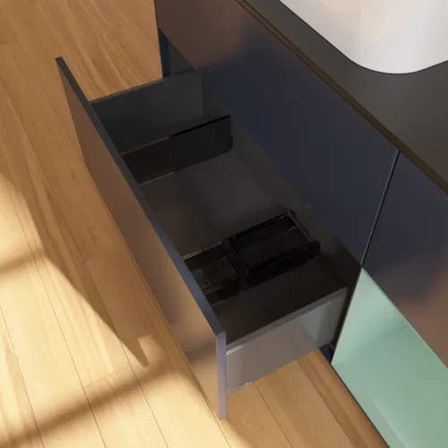 Bild von VILLEROY BOCH Finion Waschbeckenunterschrank, mit Beleuchtung, 3 Auszüge, 1200 x 603 x 501 mm, Midnight Blue Matt Lacquer / Olive Matt Lacquer / Glass Black Matt #F692GMHG