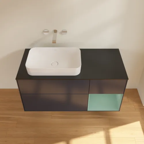 Bild von VILLEROY BOCH Finion Waschbeckenunterschrank, mit Beleuchtung, 3 Auszüge, 1200 x 603 x 501 mm, Midnight Blue Matt Lacquer / Olive Matt Lacquer / Glass Black Matt #F692GMHG