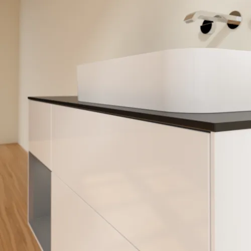 Bild von VILLEROY BOCH Finion Waschbeckenunterschrank, mit Beleuchtung, 3 Auszüge, 1200 x 603 x 501 mm, Glossy White Lacquer / Anthracite Matt Lacquer / Glass Black Matt #F682GKGF