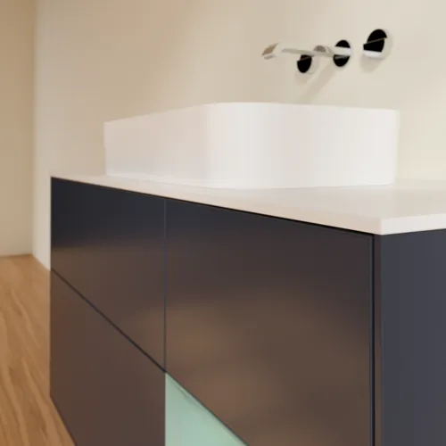 Bild von VILLEROY BOCH Finion Waschbeckenunterschrank, mit Beleuchtung, 3 Auszüge, 1200 x 603 x 501 mm, Midnight Blue Matt Lacquer / Olive Matt Lacquer / Glass White Matt #F711GMHG