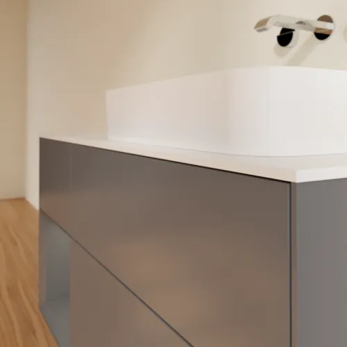 Bild von VILLEROY BOCH Finion Waschbeckenunterschrank, mit Beleuchtung, 3 Auszüge, 1200 x 603 x 501 mm, Anthracite Matt Lacquer / Anthracite Matt Lacquer / Glass White Matt #F681GKGK