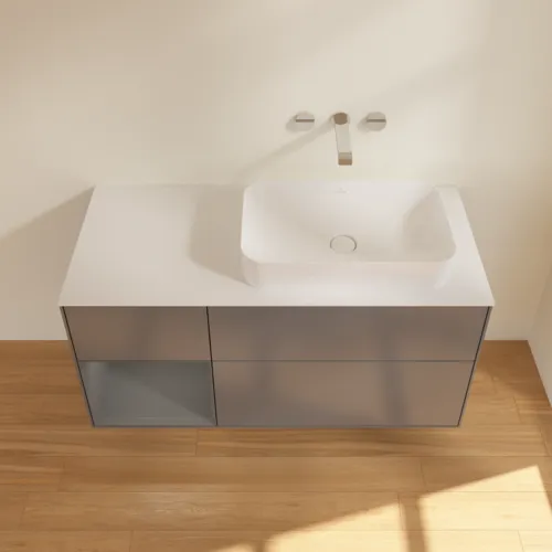 Bild von VILLEROY BOCH Finion Waschbeckenunterschrank, mit Beleuchtung, 3 Auszüge, 1200 x 603 x 501 mm, Anthracite Matt Lacquer / Anthracite Matt Lacquer / Glass White Matt #F681GKGK