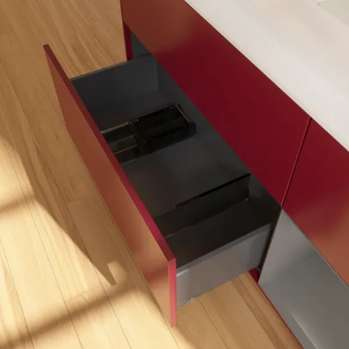 VILLEROY BOCH Finion Waschbeckenunterschrank, mit Beleuchtung, 3 Auszüge, 1200 x 603 x 501 mm, Peony Matt Lacquer / Anthracite Matt Lacquer / Glass White Matt #F711GKHB, Bild 5