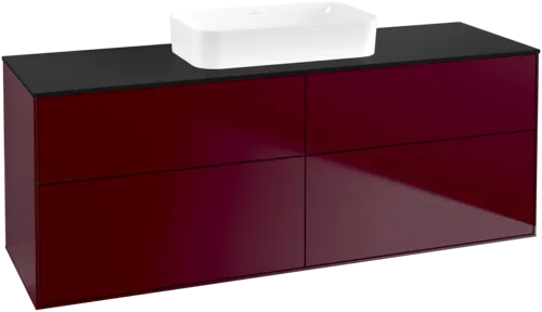 εικόνα του VILLEROY BOCH Finion Vanity unit, 4 pull-out compartments, 1600 x 603 x 501 mm, Peony Matt Lacquer / Glass Black Matt #F73200HB