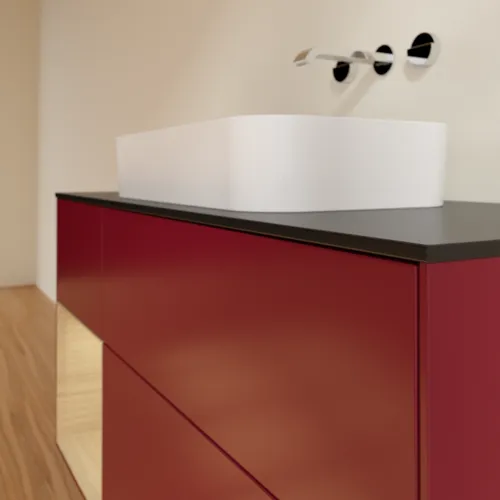 VILLEROY BOCH Finion Waschbeckenunterschrank, mit Beleuchtung, 3 Auszüge, 1200 x 603 x 501 mm, Peony Matt Lacquer / Oak Veneer / Glass Black Matt #F702PCHB, Bild 5