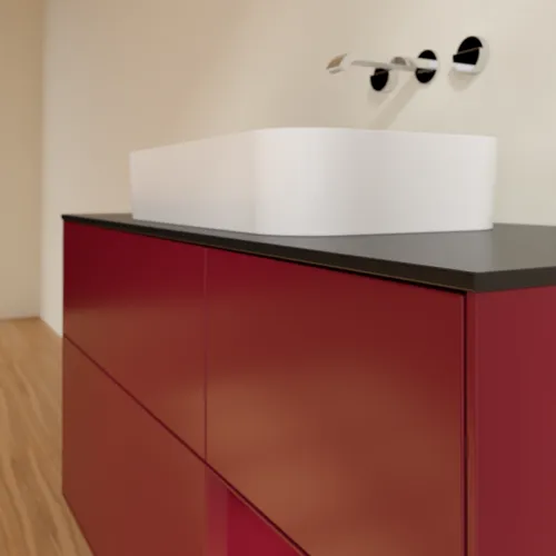 Bild von VILLEROY BOCH Finion Waschbeckenunterschrank, mit Beleuchtung, 3 Auszüge, 1200 x 603 x 501 mm, Peony Matt Lacquer / Peony Matt Lacquer / Glass Black Matt #F712HBHB