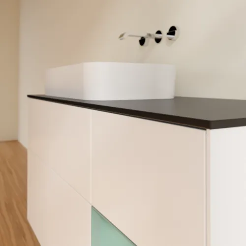 VILLEROY BOCH Finion Waschbeckenunterschrank, mit Beleuchtung, 3 Auszüge, 1200 x 603 x 501 mm, White Matt Lacquer / Olive Matt Lacquer / Glass Black Matt #F692GMMT, Bild 3