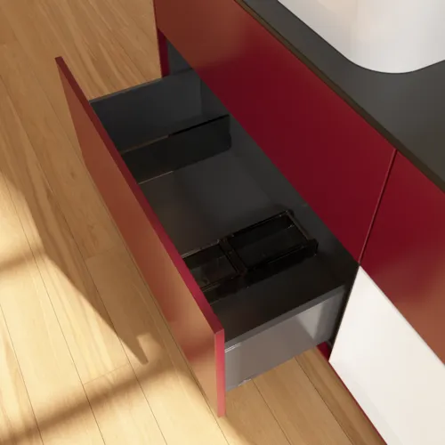 Bild von VILLEROY BOCH Finion Waschbeckenunterschrank, mit Beleuchtung, 3 Auszüge, 1200 x 603 x 501 mm, Peony Matt Lacquer / White Matt Lacquer / Glass Black Matt #F692MTHB
