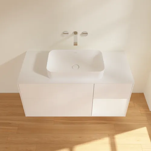 VILLEROY BOCH Finion Waschbeckenunterschrank, mit Beleuchtung, 3 Auszüge, 1200 x 603 x 501 mm, White Matt Lacquer / White Matt Lacquer / Glass White Matt #F711MTMT, Bild 3